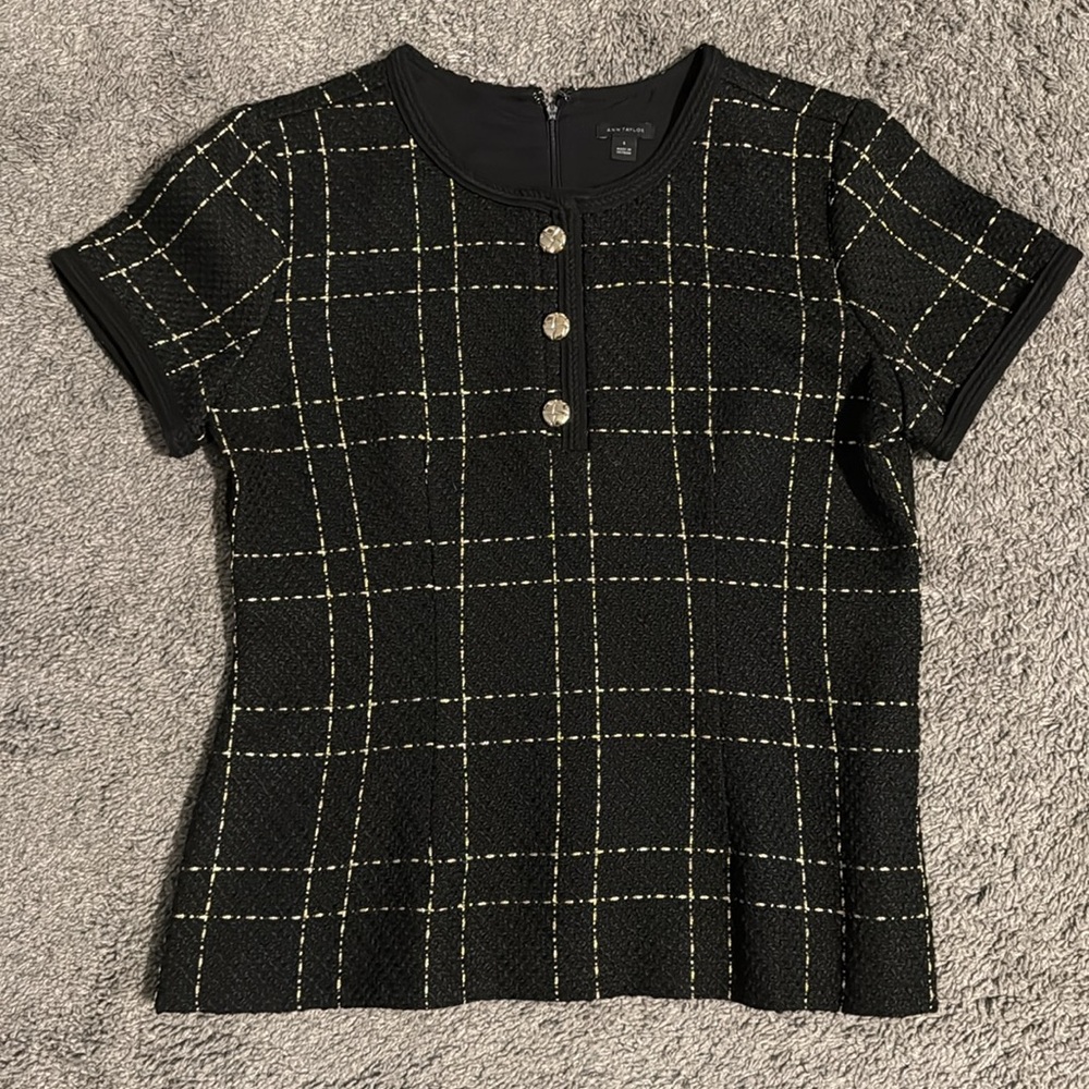 Ann Taylor Black and Gold Top